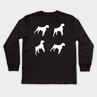 White Boxer Dog Gifts, with Pawprints on Turquise Kids Long Sleeve T-Shirt